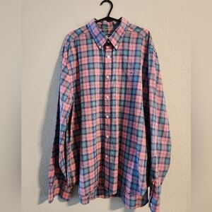 Vineyard Vines Collegiate Fit Men’s long sleeve button up pink plaid size large
